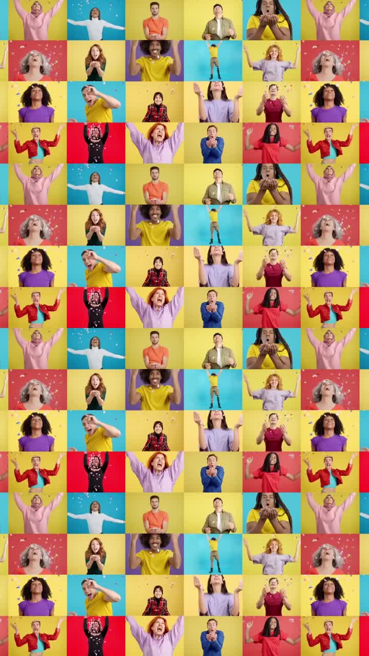 Diverse group celebrating with confetti