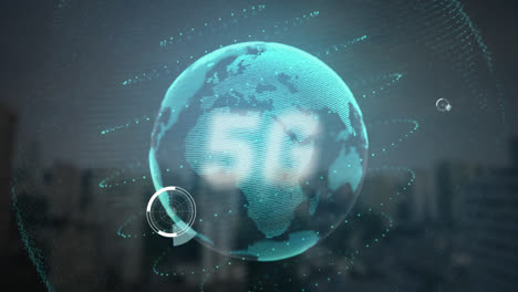 animación de 5g escrita sobre un globo giratorio