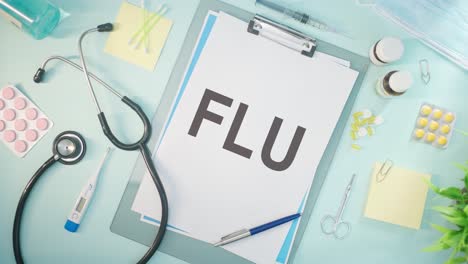 FLU-WRITTEN-ON-MEDICAL-PAPER