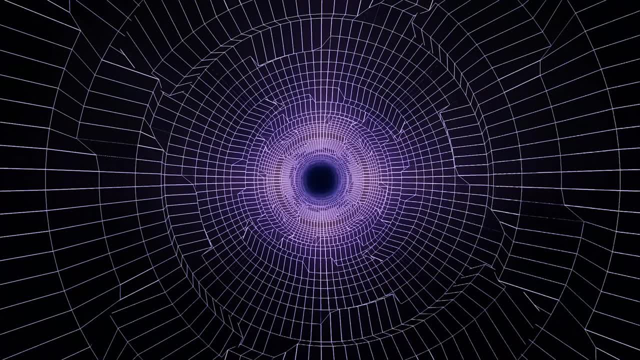 túnel de cuadrícula 3d abstracto con luces púrpuras