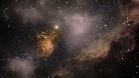 view of golden nebula in outer space