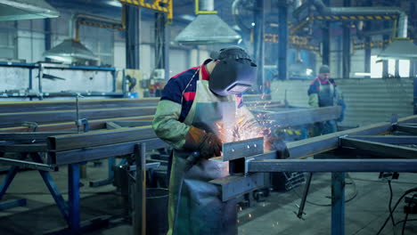 metal fabrication welding process in industrial facility
