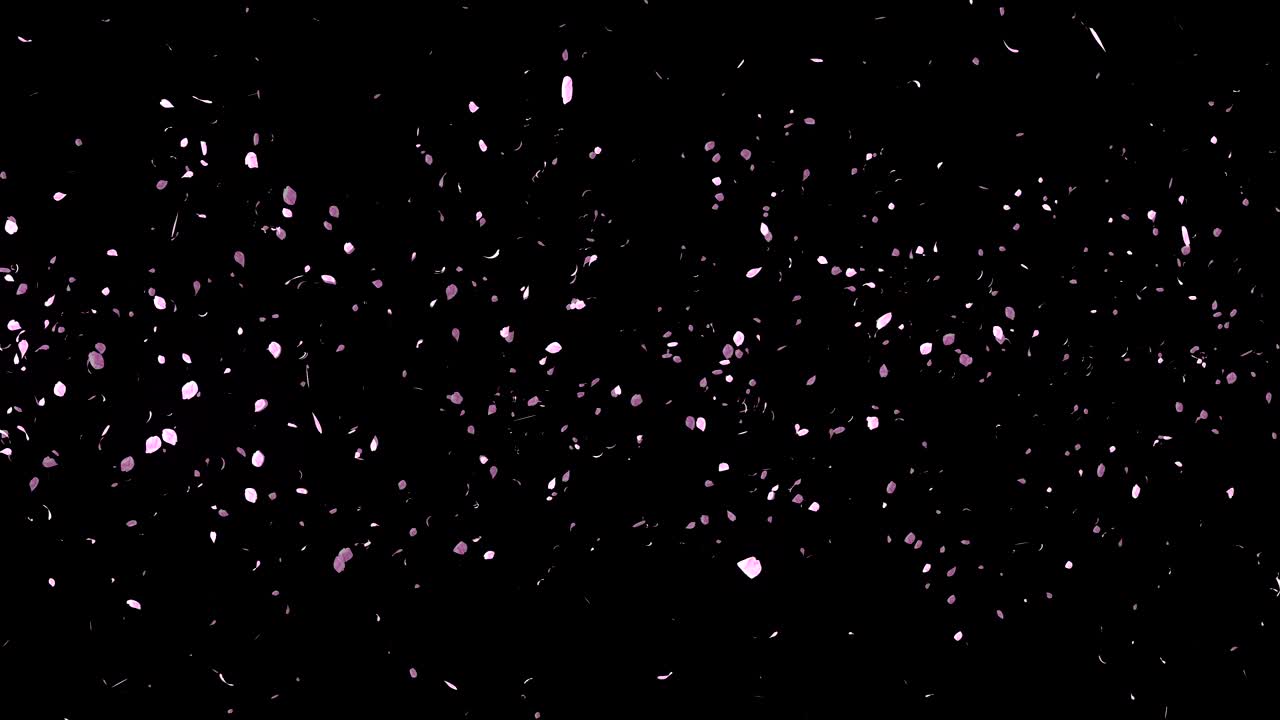 꽃의 나선형 반이는 입자, 사쿠라 패턴, 일본의 꽃 춤, 분홍색 꽃잎의 소용돌이, 추상적인 루프 애니메이션.