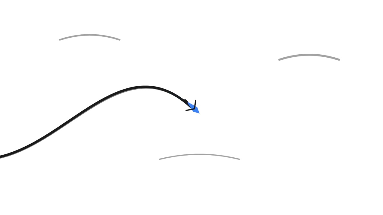 Animated Blue Arrow Drawing a Wavy Line on White Background