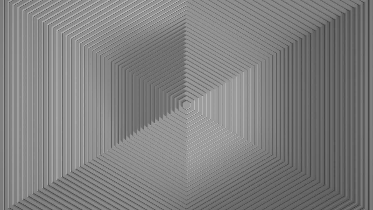 Valkoisten kuusikulmioiden abstrakti kuvio siirtymäefektillä. Renkaiden animaatio yritysesitykseen. Saumaton silmukka 4k 3D-visualisointi sisäisistä aaltokuvioista.