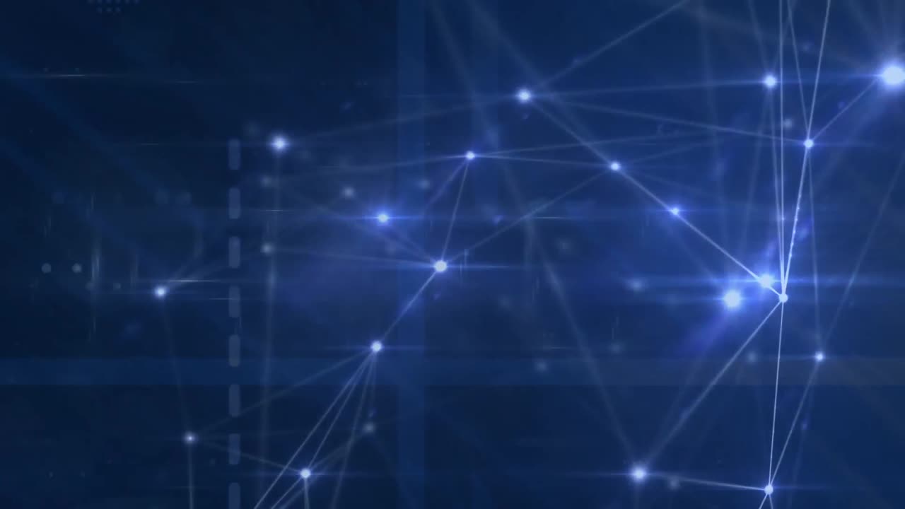 animación de puntos iluminados que se mueven y se conectan con líneas sobre líneas.