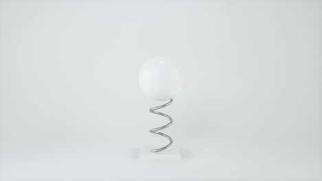 the white ball connects the spring, 3d rendering.