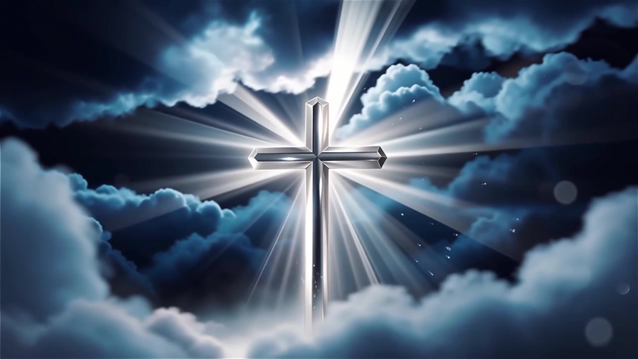 Christian Cross Heavenly Light Worship Background