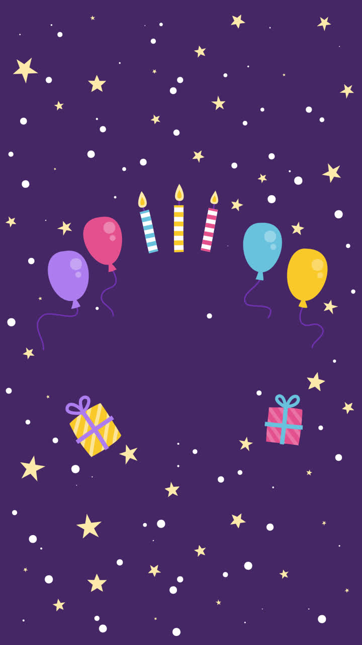 gráfico en movimiento de letras de cumpleaños con globos