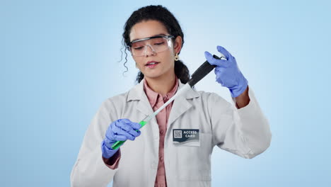 face, woman and scientist with vaccine