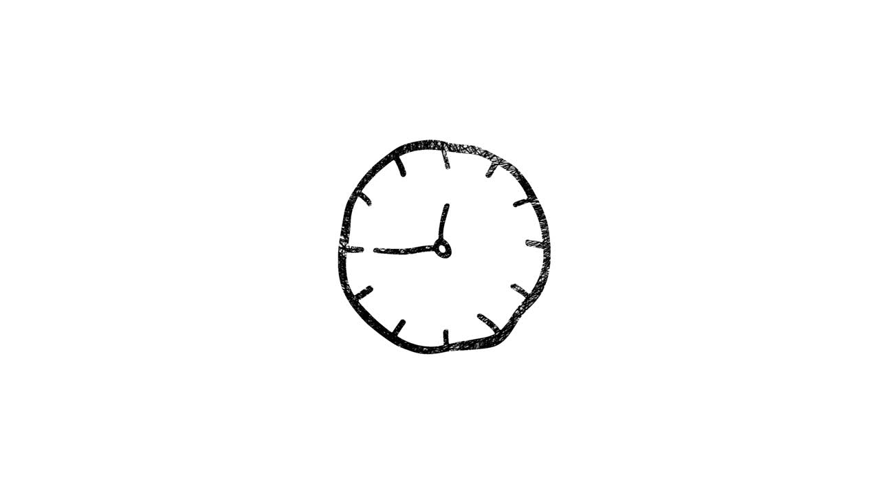 icono de reloj y hora en estilo de dibujo a mano. gráficos de movimiento