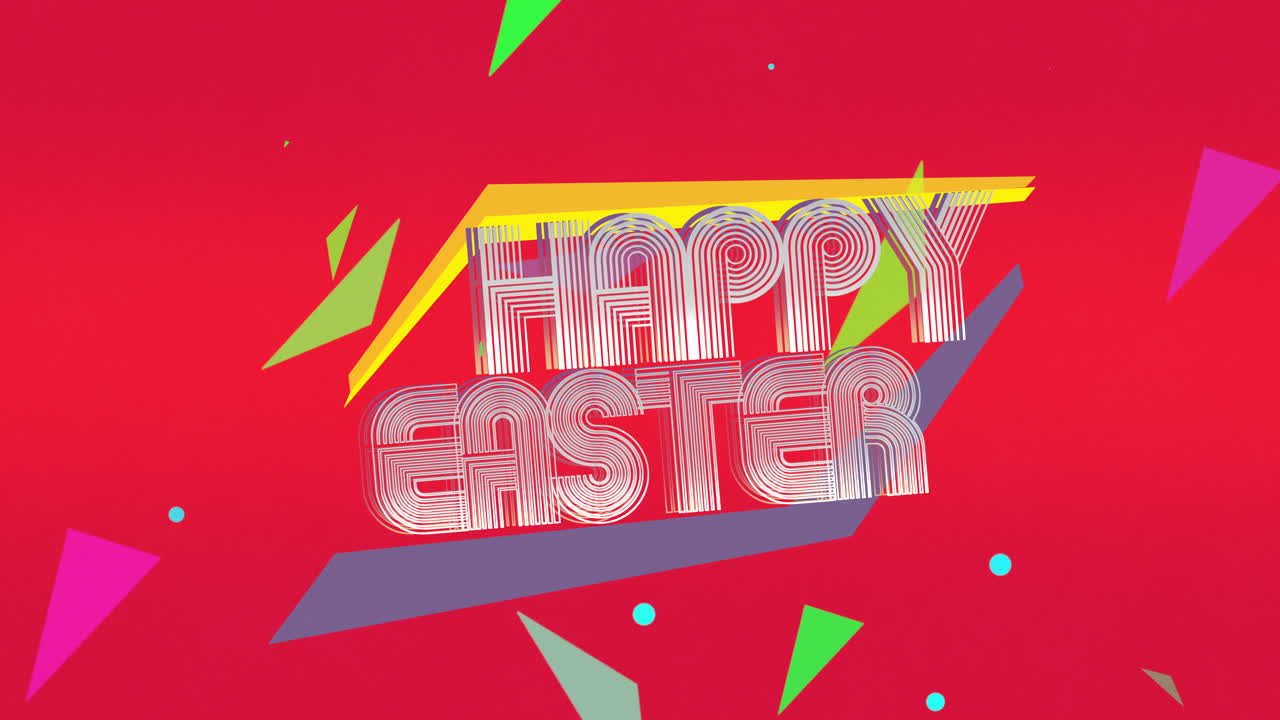 Buona Pasqua con coriandoli colorati retrò su gradiente rosso