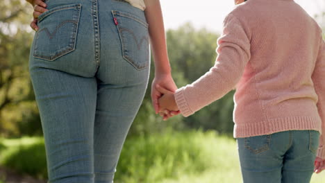 Family,-holding-hands-and-walking-outdoor