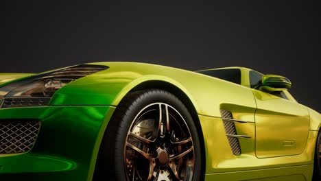 luxury sport car in dark studio with bright lights