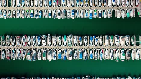 Boats-in-the-harbor-straight-down-view-in-the-Oceanside-Ca-Marina