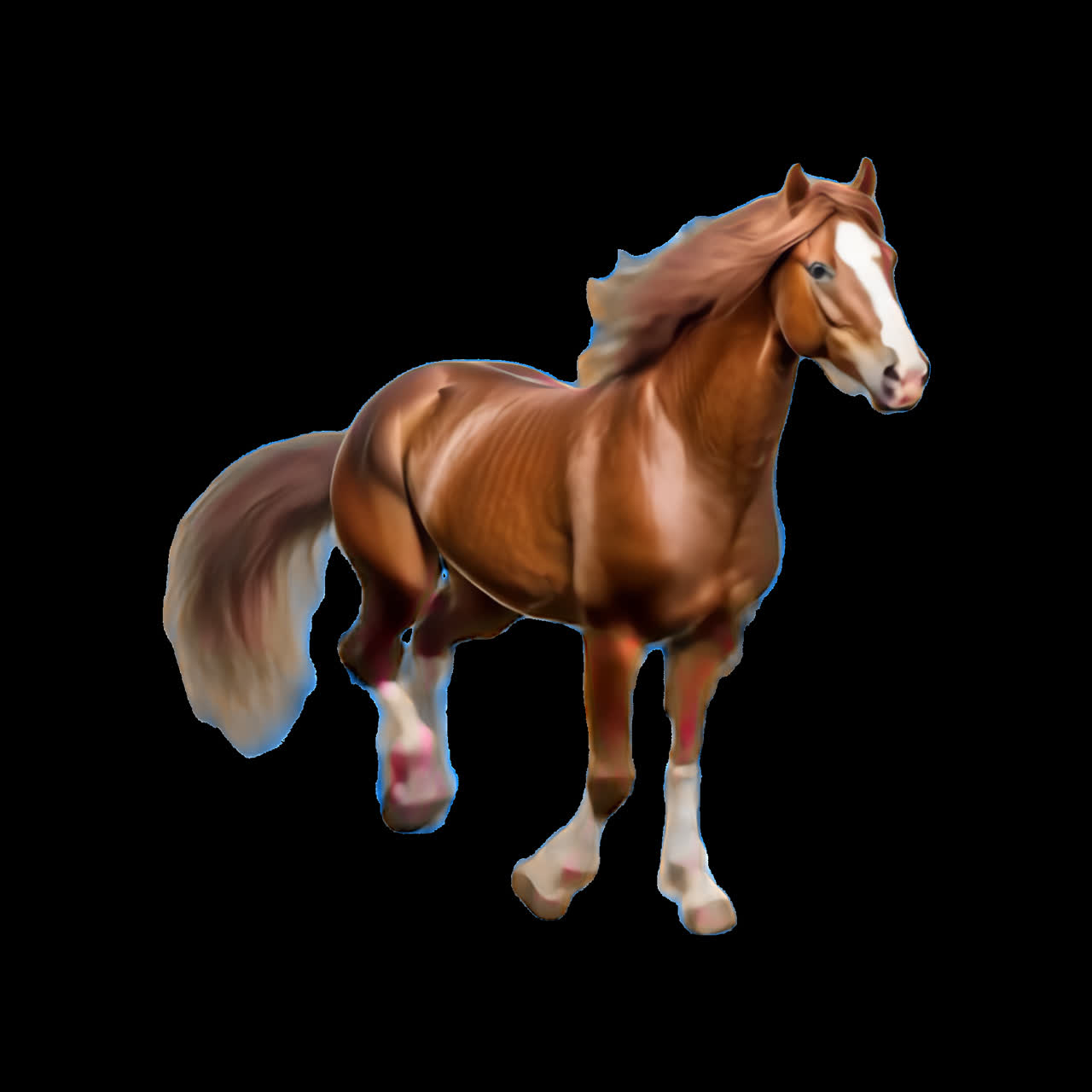 Majestic horse in motion animation isolated asset, transparent 4K video, alpha channel, ProRes 4444