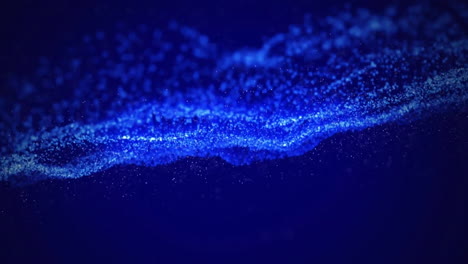 animation of glowing blue mesh of light spots moving over black background