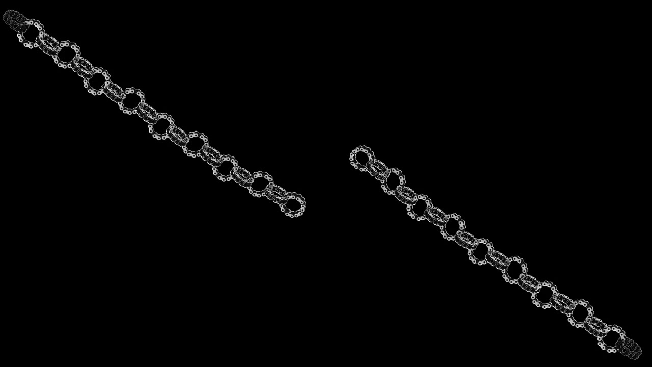 Two Silver Chains Hanging Against a Black Background