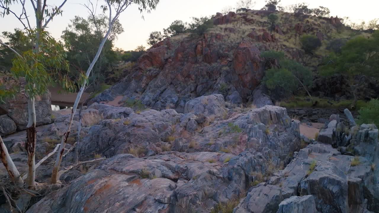 Aerial View of Rocky Outback Landscape in Australia