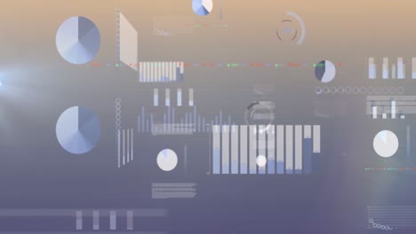 animación del procesamiento de datos y punto de luz contra fondo de gradiente