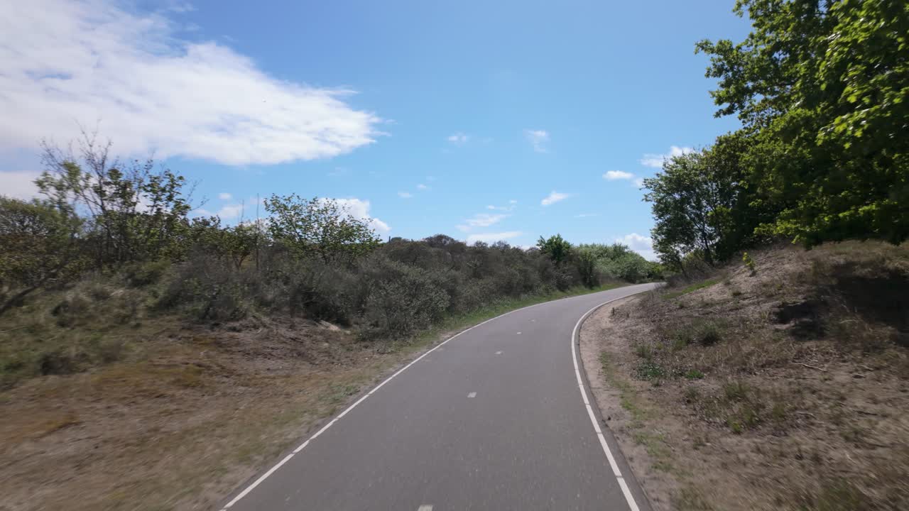 Bicycle Path, Dunes In Rural Netherlands - POV