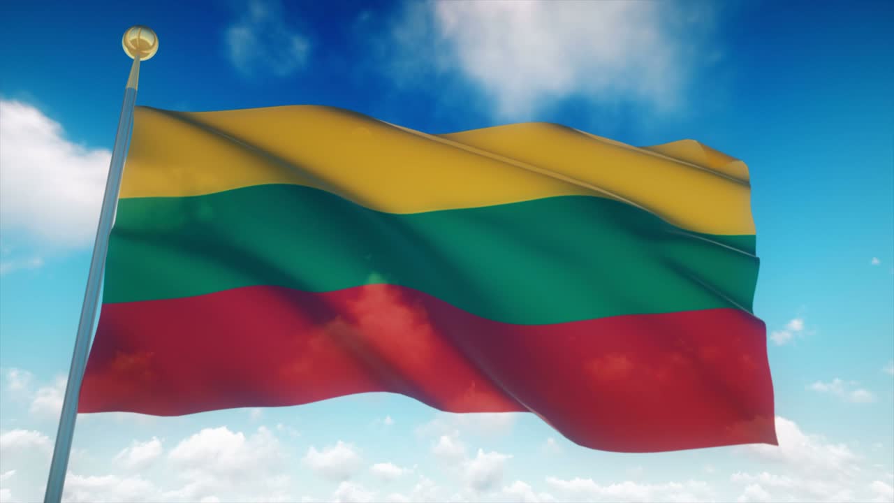 4k bandera muy detallada de lituania en bucle