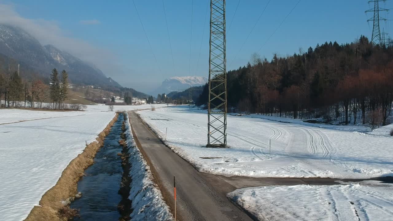 tyrolian water canal in winter