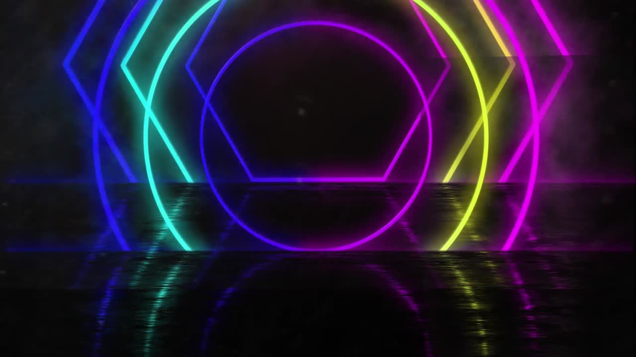 검은색 배경 위의 네온 모양의 애니메이션
