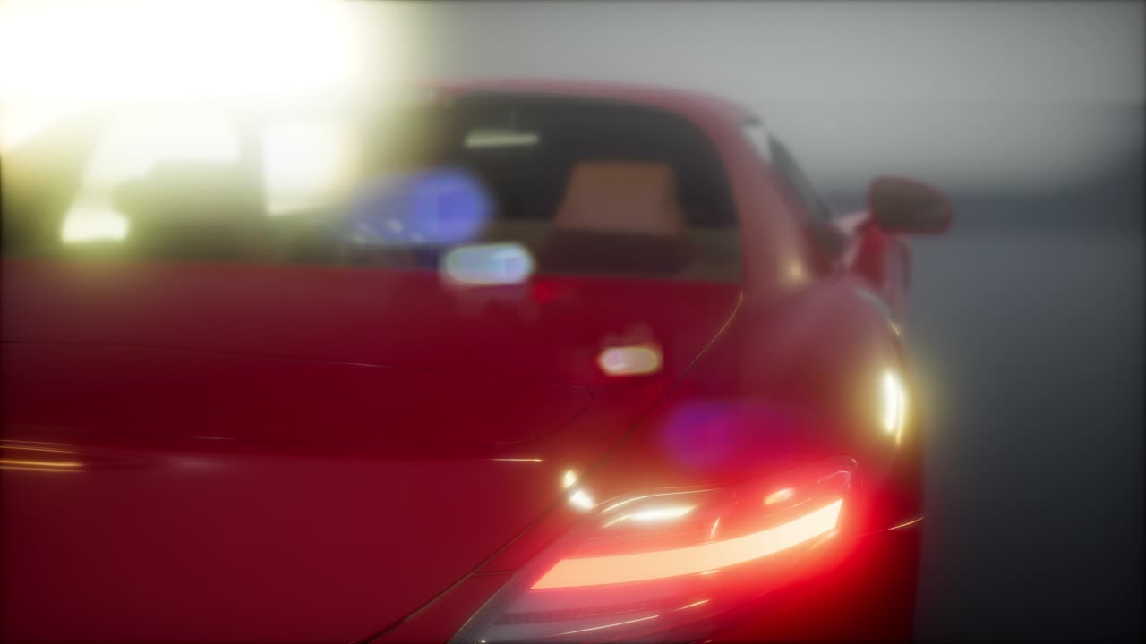 coche deportivo de lujo en un estudio oscuro con luces brillantes