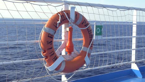 ring buoy (lifebuoy) with a light on a cruise ship