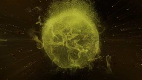 animación de un globo brillante de humo y luz sobre manchas amarillas en el fondo