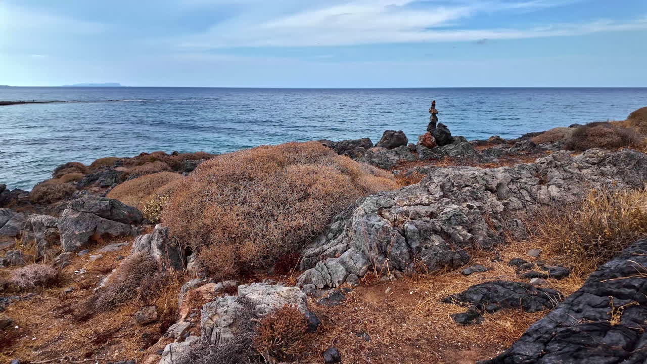Malia beach and coastline of Crete island, panoramic view