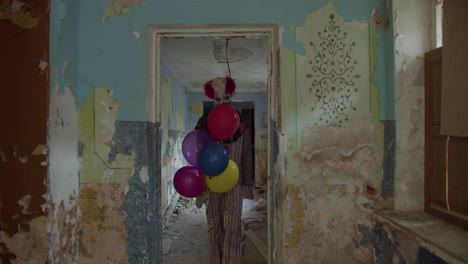 scary clown in abandoned house