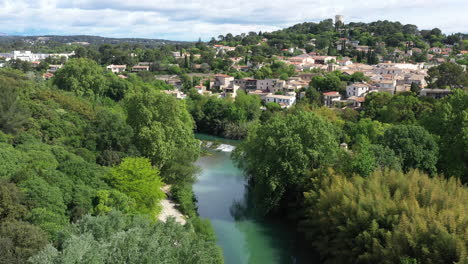 river le lez aerial shot les aubes neighborhood with trees