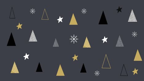 multiple christmas trees and stars against grey background