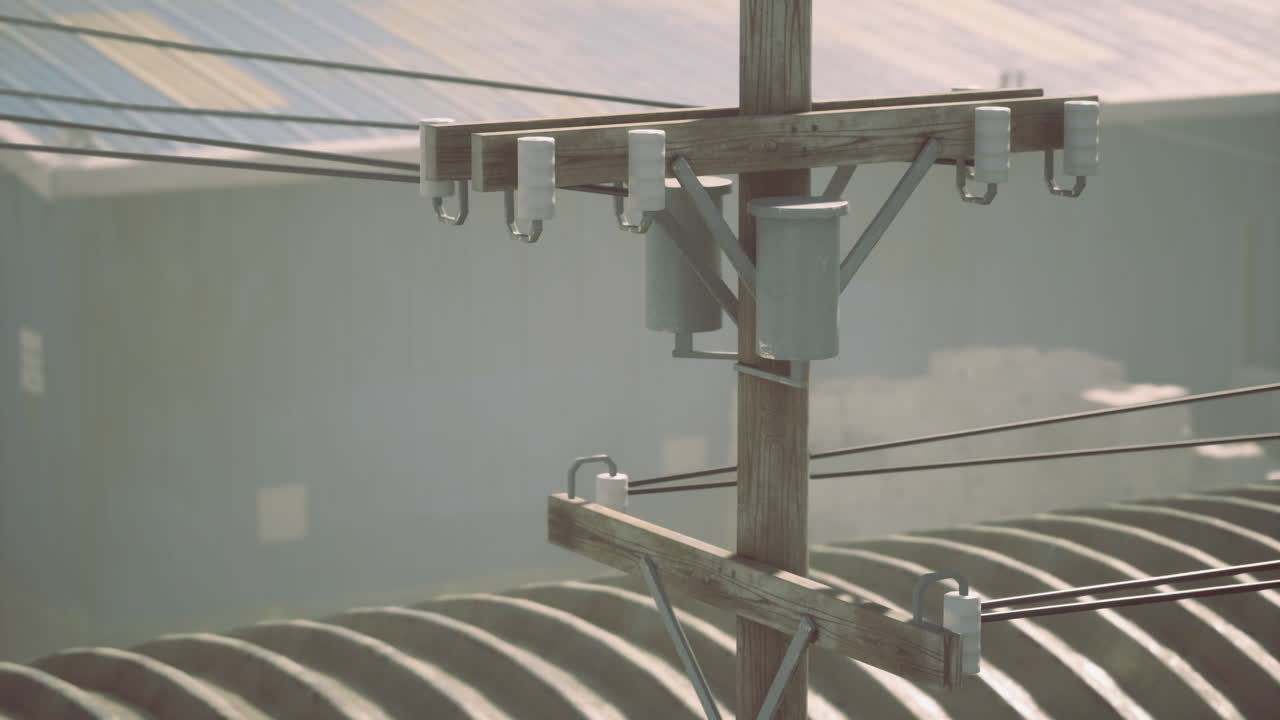 líneas eléctricas que conectan la infraestructura urbana en un entorno urbano tranquilo