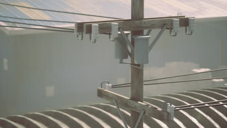 power lines connect urban infrastructure in a quiet city setting