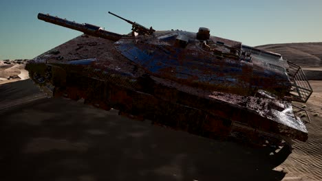 old rusty tank in desert