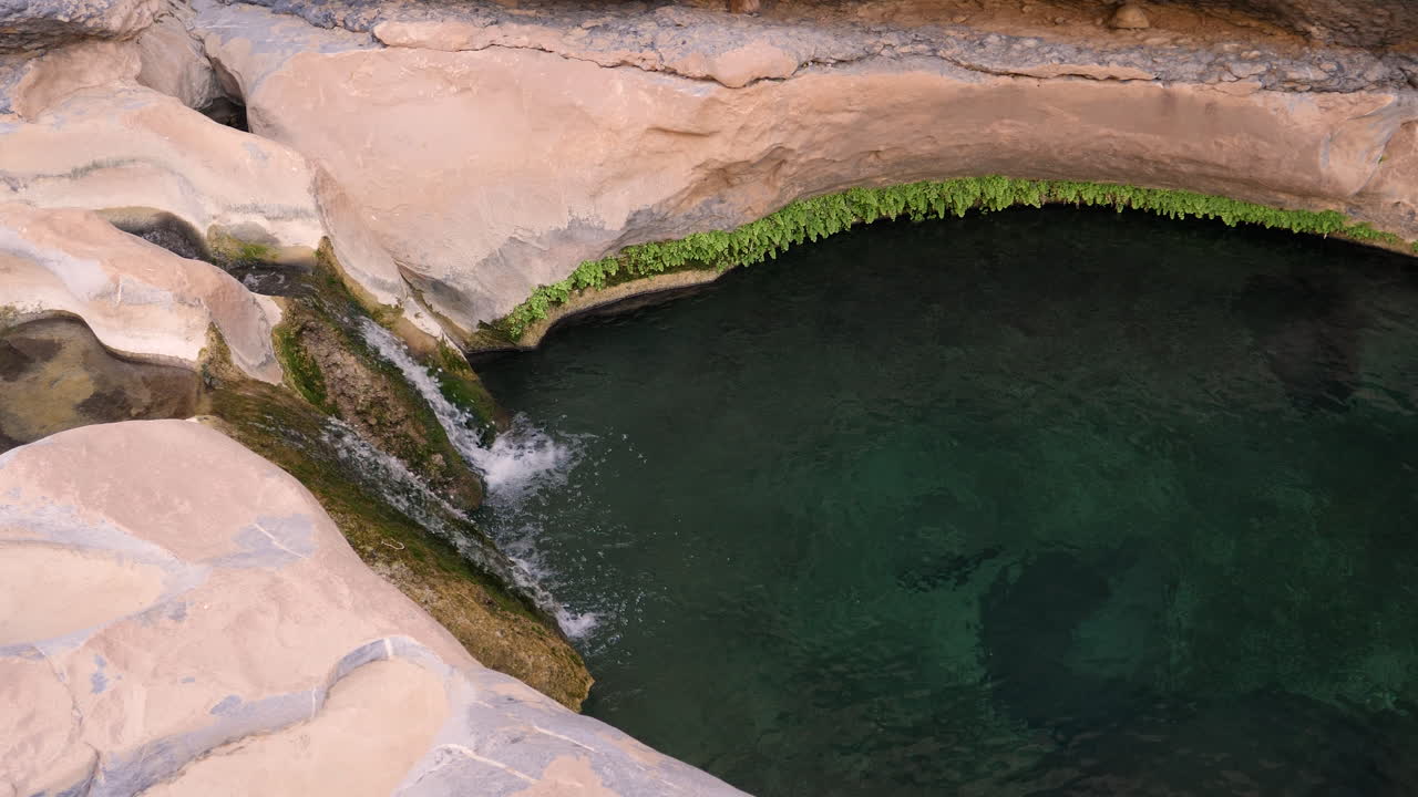 오만 술탄국 시골의 고요한 오아시스 풍경