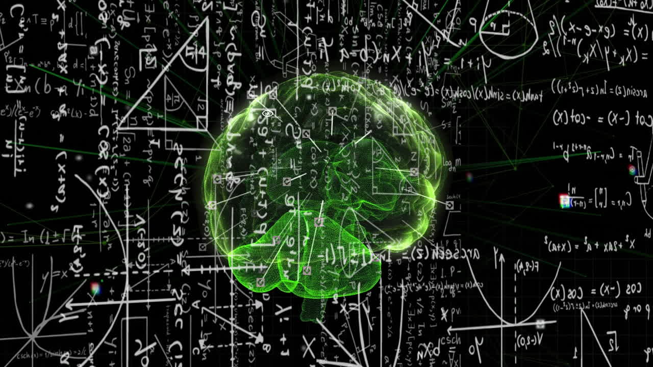 animación del procesamiento de datos matemáticos en el cerebro humano