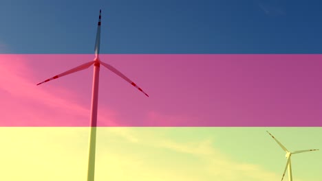 wind energy farm against the background of the germany flag