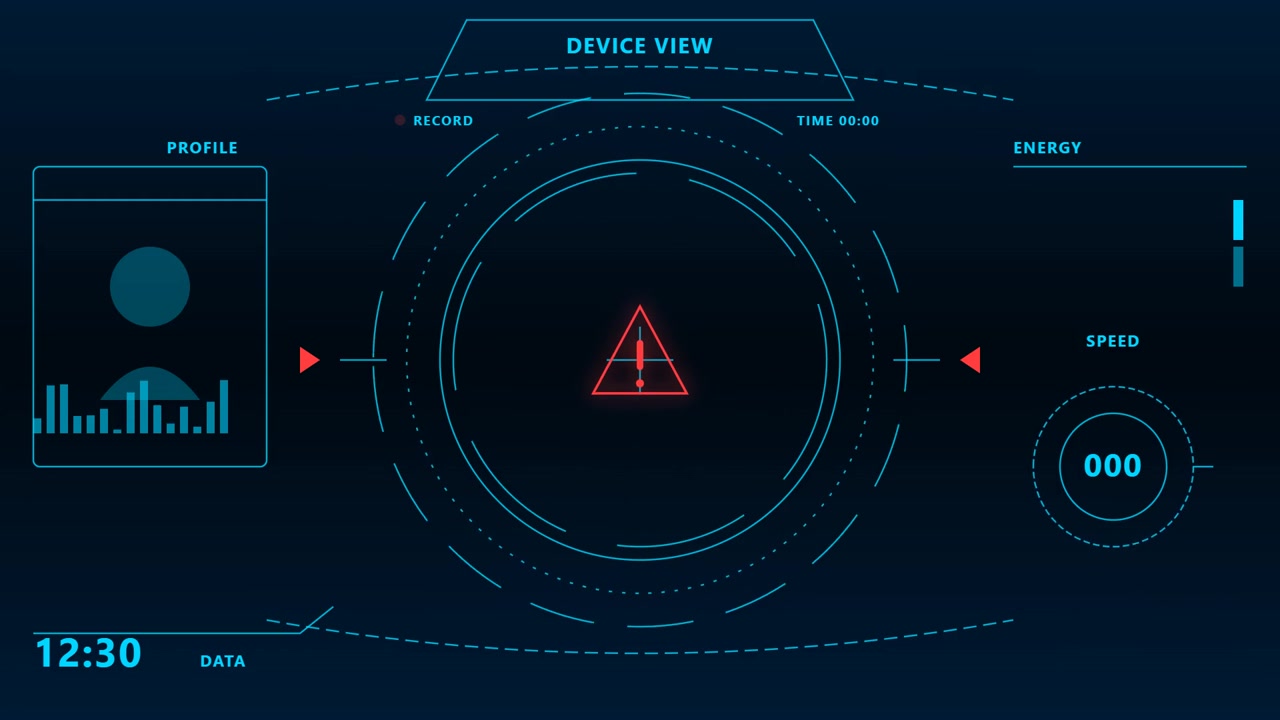 Digital Interface Displaying a Warning Alert Symbol