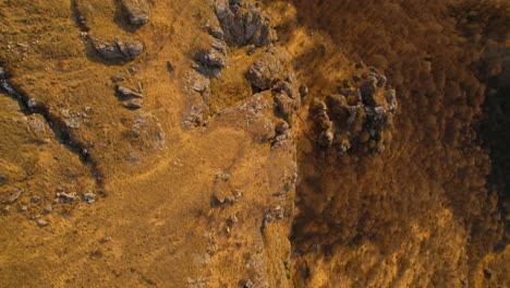 Aerial-drone-top-down-view-over-Resegone-rocky-mountain-of-Italian-Alps-in-northern-Italy