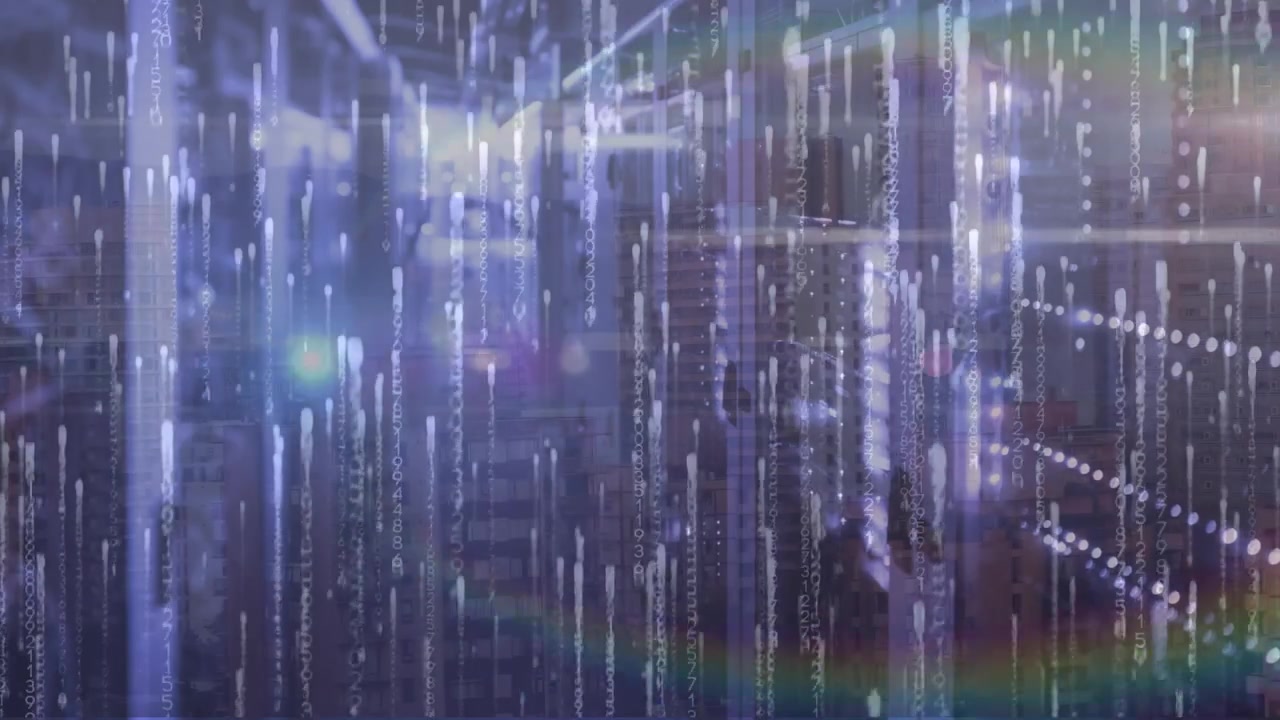 Digital Data Streams Overlapping Server Room Infrastructure