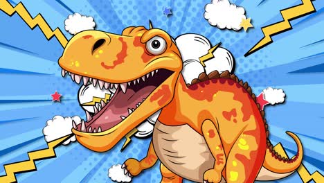 dinosaur roaring with comic-style effects