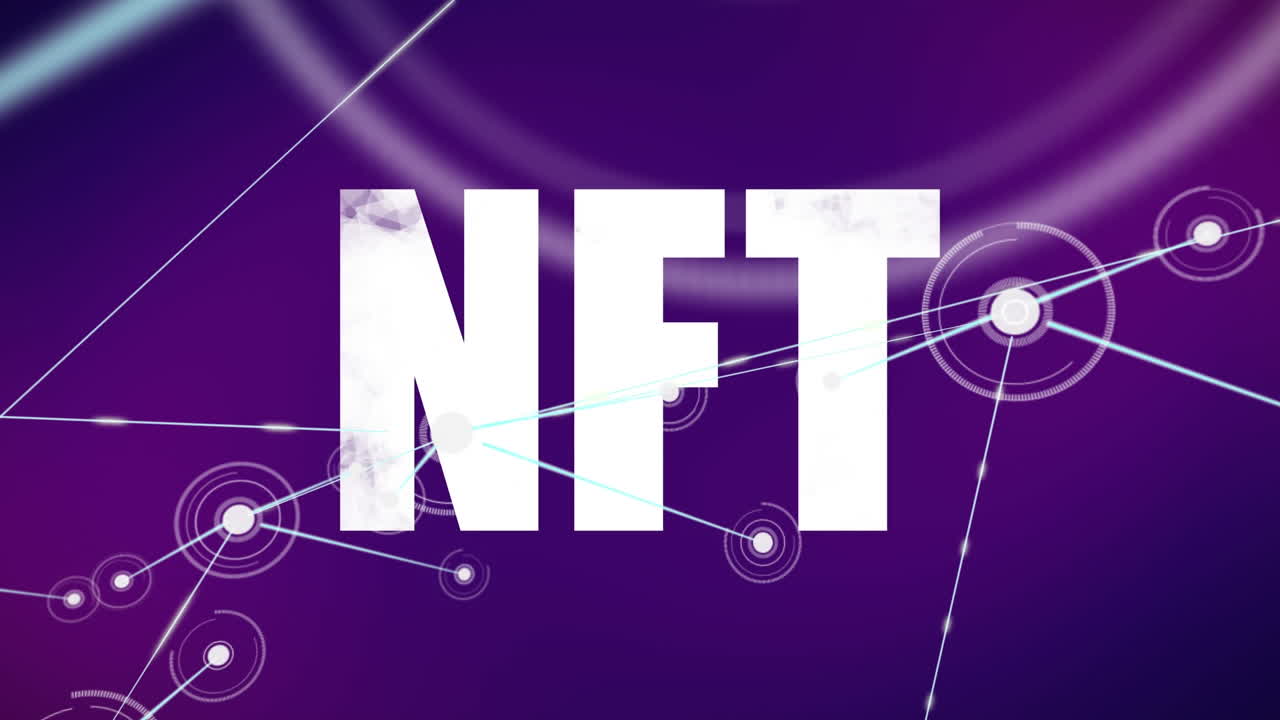 Animazione di connessioni su NFT su sfondo viola