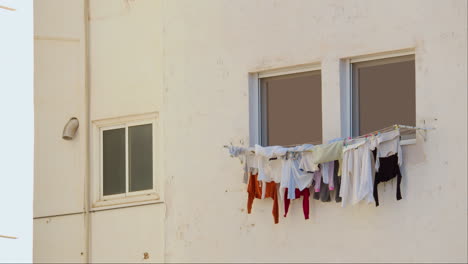 laundry hanging on the wall