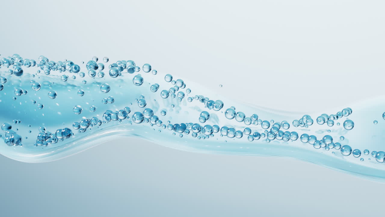 Flowing water bubbles and wave background, 3d rendering.