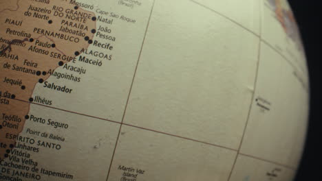 close-up of a world map