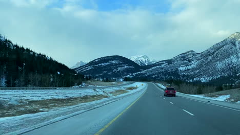 driving through the beautiful mountains in canada.